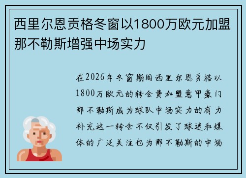 西里尔恩贡格冬窗以1800万欧元加盟那不勒斯增强中场实力 西里尔恩贡格冬窗以1800万欧元加盟那不勒斯增强中场实力